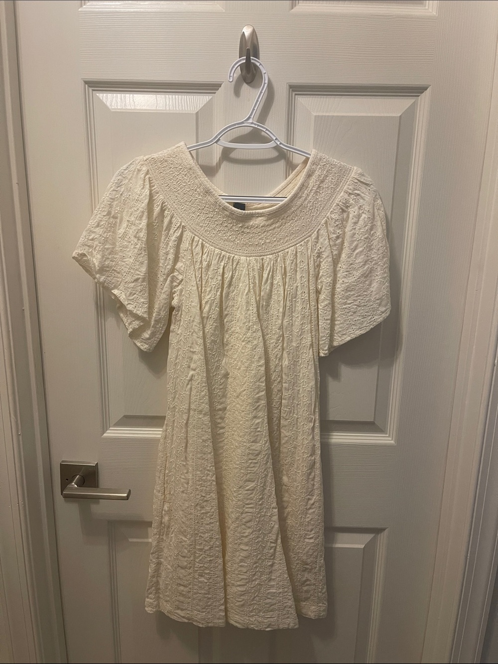 Old Navy Cream Smocked Flutter Dress